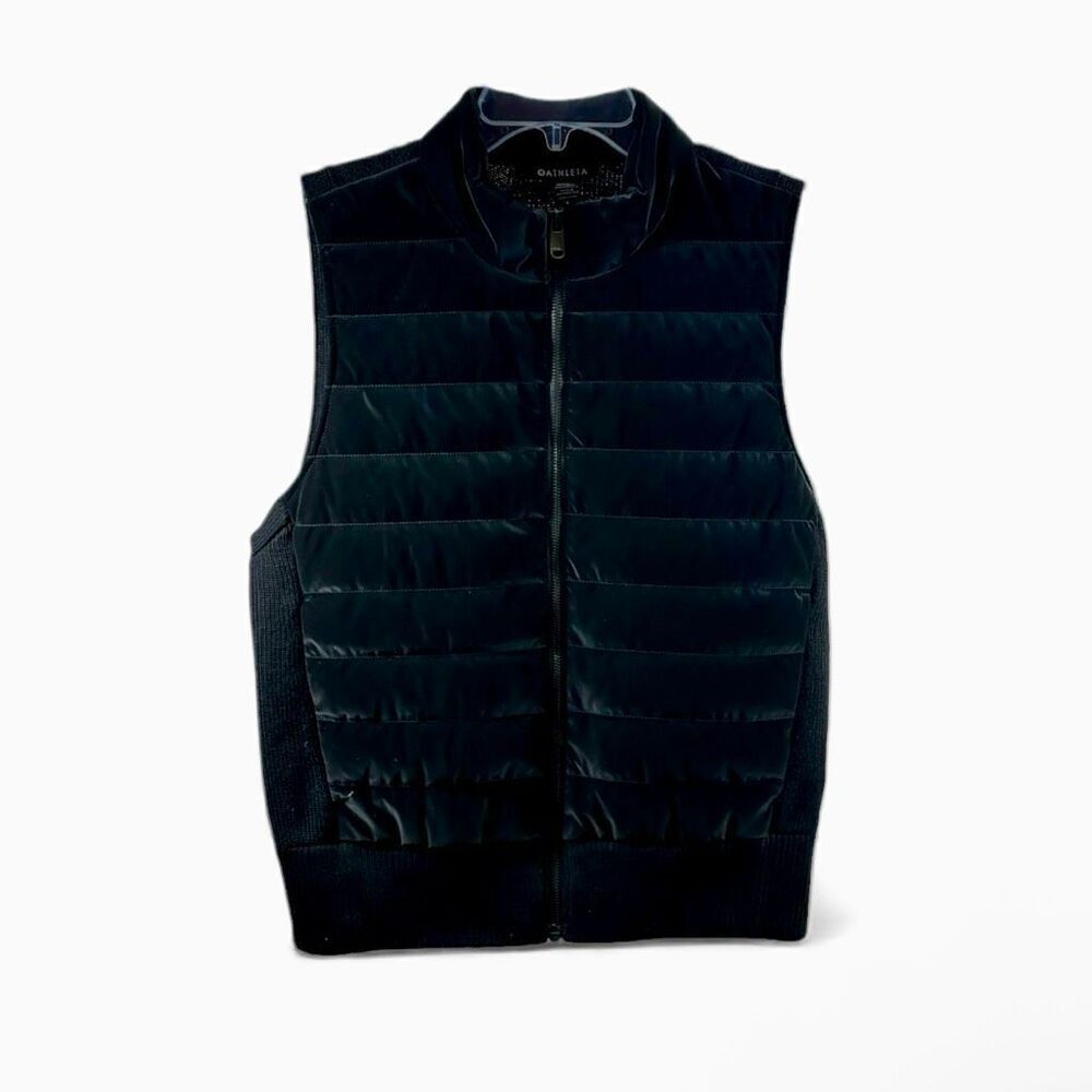 Athleta Hanover Hybrid Velvet Quilted Vest in Black Size L